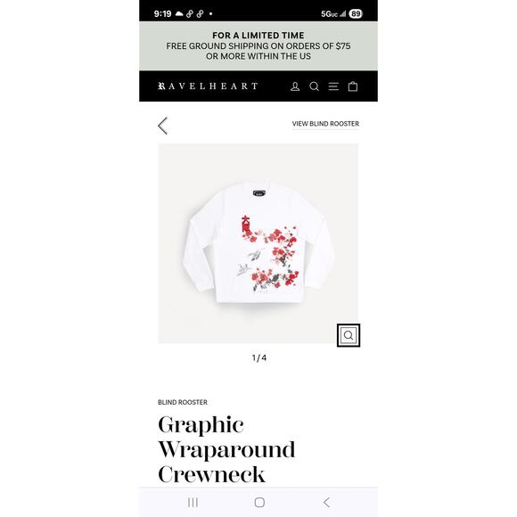 Blind Rooster Cherry Blossom Sparrow Unisex L Wrap Around “Osaka” Sweatshirt - Picture 10 of 12